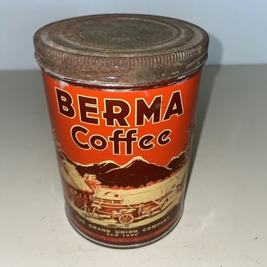 Berma Brand Coffee Tin Litho Label The Grand Union Company New York 