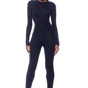 OPEN SEAM CATSUITS IN BLACK RIB