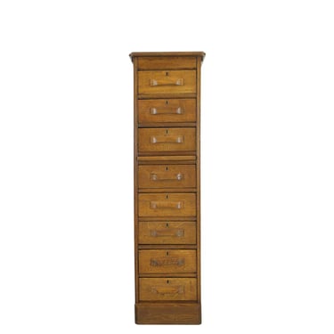 Antique Oak 8 Drawer Office File Cabinet with Pull Out Top