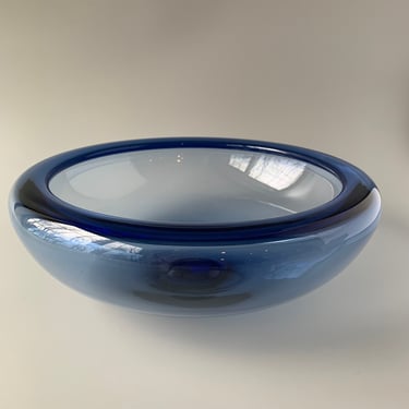 Danish Modern Per Lutken Holmegaard Sapphire Blue Handblown Glass Arne Provence Bowl 