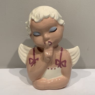 Hedi Schoop Cherub Angel Figurine Wall Pocket Vase, kitchen decor, 