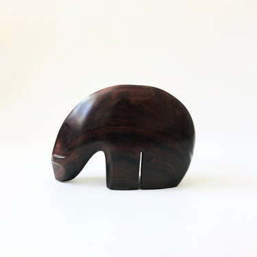 Modernist Carved Wood Bear 