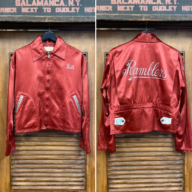 Vintage 1950’s “Ramblers” Satin Roller Skate Club Athletic Jacket, 50’s Zipper Jacket, Vintage Clothing 