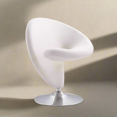 Manhattan Comfort Ergonomic Cream Curl Swivel Chair w Chrome Base FFE258-184