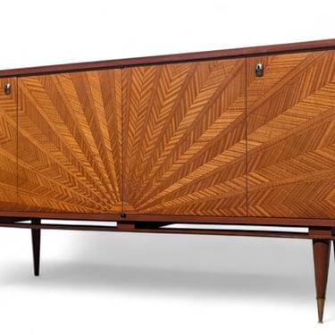 Mid Century French Modern Lacquered Sunburst Sideboard 