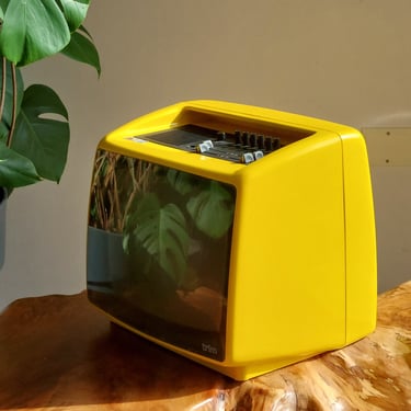 Retro Yellow TV / Space Age TV / Vintage TV /Black and White /Easy Portable / Iskra  Yugoslavia / 1970's 