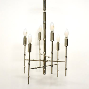 Modern Chrome Bamboo Chandelier by Visual Comfort 