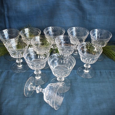 Set of 12 Tiffin Franciscan Athlone Cut Crystal Stemware Coupe Champagne Cordial Glasses 