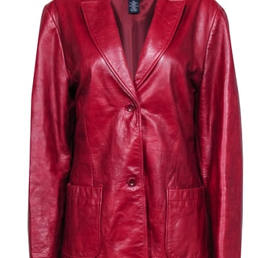 GAP - Red Textured Leather Vintage Jacket Sz XL