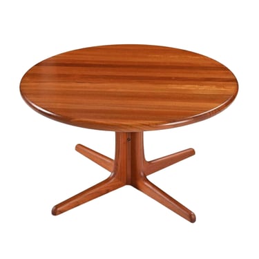 Round Solid Teak Danish Modern Coffee Table With Pedestal Base 