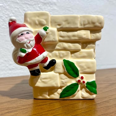 Vintage 1980s Super Cute Ceramic Santa Planter 