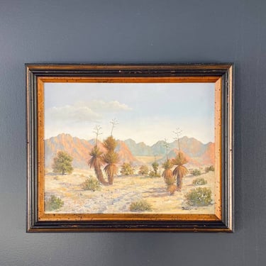 Vintage Western Desert Landscape Art Painting 