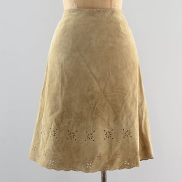 Vintage Cutout Suede Skirt