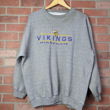 Vintage 90s NFL Embroidered Minnesota Vikings Football ORIGINAL Crewneck / Sweatshirt - Extra Large 