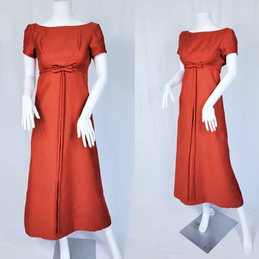 1960's Emma Domb Burnt Orange Long Maxi Dress I Sz XS 