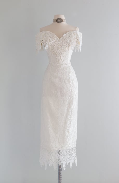 Stunning Vintage Jessica McClintock Lace Reception Dress / Small