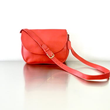 Vintage 80s Red Coach Town Bag Large, Refurbished Limited Edition Crossbody Red Coach Bag, Flap Front American Made Medium Sized Coach Bag 