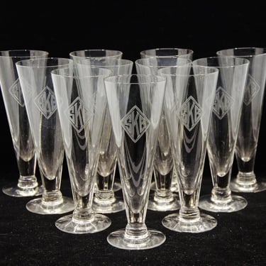 Champagne Flutes Engraved "SKB" Set of 11 