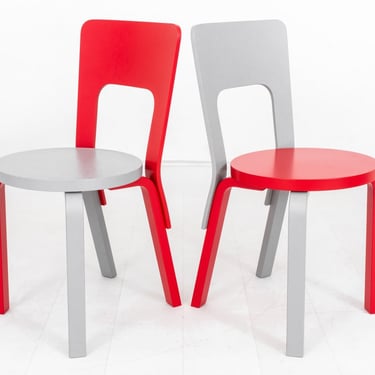 Alvar Aalto Artek Mid-Century Modern 66 Chairs, Pair