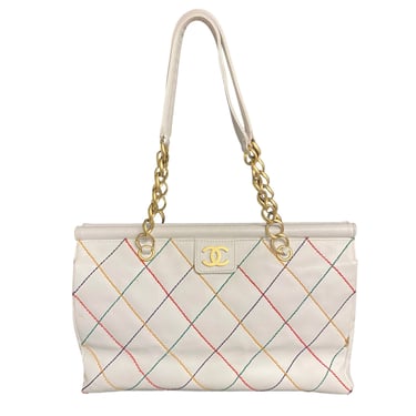 Chanel White Caviar Multi Stitch Shoulder Bag