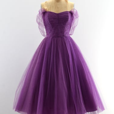 Vintage 50's Orchid Purple Tulle Fred Perlberg Dress
