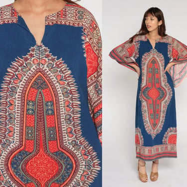 Bell Sleeve Dashiki Dress Hippie Maxi 70s Kaftan | Shop Exile - Tucson, AZ  | ATTIC