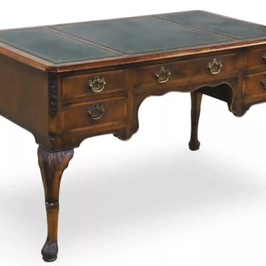 Antique Desk, Writing, English, Walnut, Leather Top, London, Early 1900s