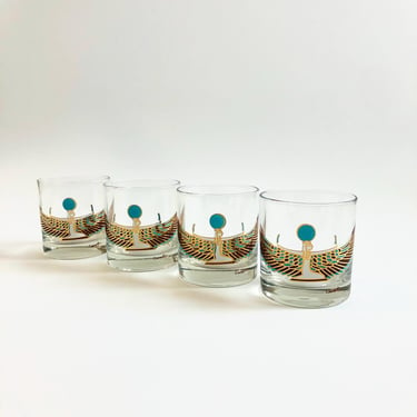 Couroc Egyptian Lowball Tumblers - Set of 4 