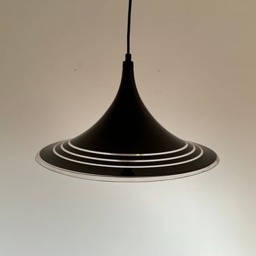 Tulip Trumpet Ceiling Light / Vintage Black Meblo Pendant Lamp / Midcentury Modern Decor /  Kitchen Lighting Fixture / 1970s 