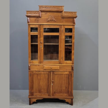 Antique Dutch Colonial Glass Door Cabinet