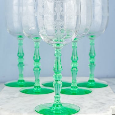 Antique Tiffan-Fransiscan Etched Crystal Goblets - Set of 6