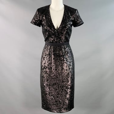 BURBERRY LONDON Size 2 Black Viscose Blend Sequined Cocktail Dress