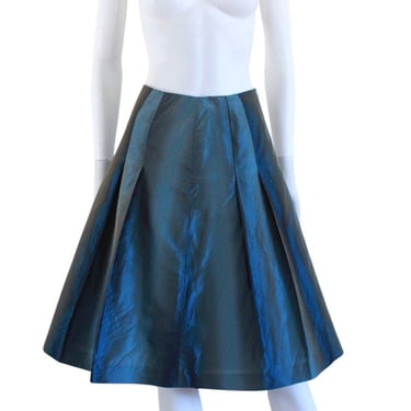 DEADSTOCK 1990s Teal Sharkskin Taffeta Skirt - 1990s Teal Skirt - Vintage Taffeta Skirt - Teal Skirt - 1990s Jewel Tone Skirt | Size Small 