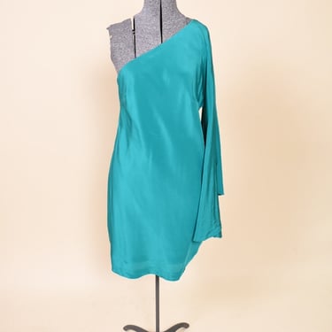 Orolestes Dress — Y2K one-shoulder teal silk dress by Nicole Miller, S/M