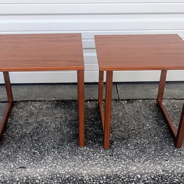 Vintage Teak Kai Kristiansen Nesting Cube End Tables Made in Denmark - set of 2 