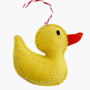 Rubber duck felt wool ornament