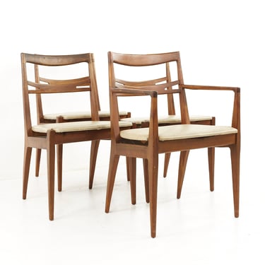 Kipp Stewart for Drexel Declaration Mid Century Walnut Dining Chairs - Set of 4 - mcm 