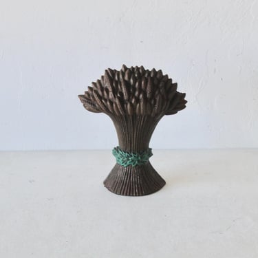 French Country Style Sheaf of Wheat Cast Iron Doorstop Vintage FREE SHIPPING 