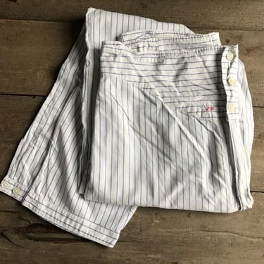 Rustic French Long Johns, Blue Stripe, Gents Undergarment, Pajama Bottoms, Peasant Wear, White Cotton, Period Clothing, Sold by Each 