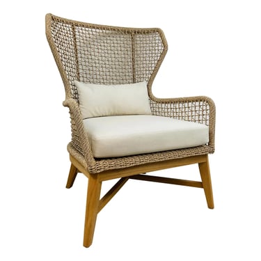 Made Goods Organic Modern Twisted Faux Wicker Outdoor Wingback Kalidas Lounge Chair