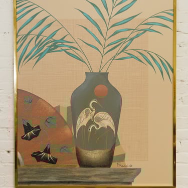 Post Modern Franco Embellished Lithograph Vase