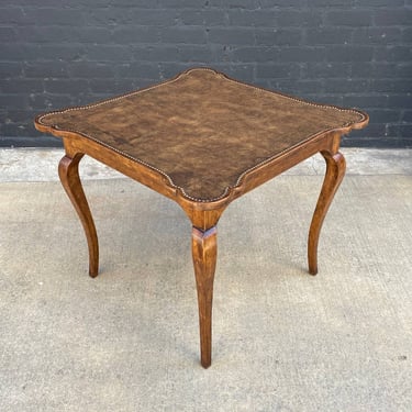 French Provincial Antique Dining Table / Desk with Gilt-Tooled Leather Top, c.1960’s 