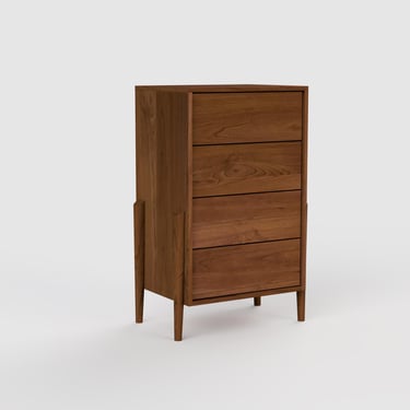 Apollo Tall Dresser - Push To Open - Mid-Century Modern Dresser - Solid Wood Bedroom Dresser in White Oak, Cherry, Maple, and Walnut 