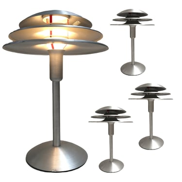 Vintage Art Deco Style Brushed Aluminum Desk Lamps 