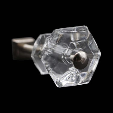 Vintage Clear Glass 1.125 in. Hexagon Cabinet Drawer Knob