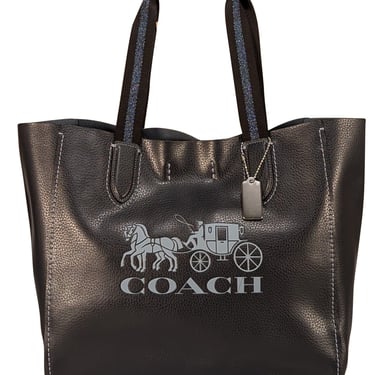 Coach - Navy Leather &quot;Derby&quot; Logo Front Tote