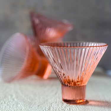 Ribbed Pink Martini Glasses (Set of 4)