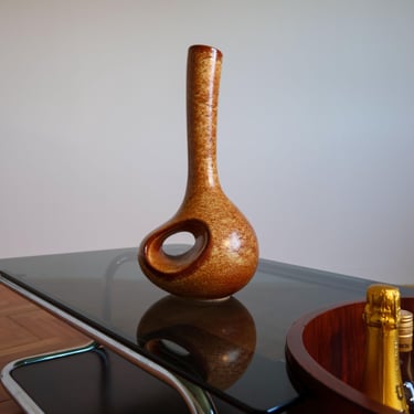 Vintage Stylish Bertoncello Chimney Vase / Sculptural Ceramic Centerpiece / Art Pottery Designed by Roberto Rigon / Made in Italy / 1960s 