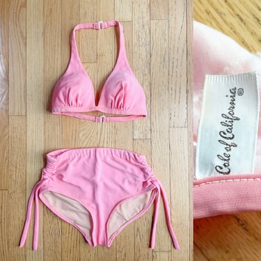 1970s Pink Cole Of California Halter Bikini Swimsuit 