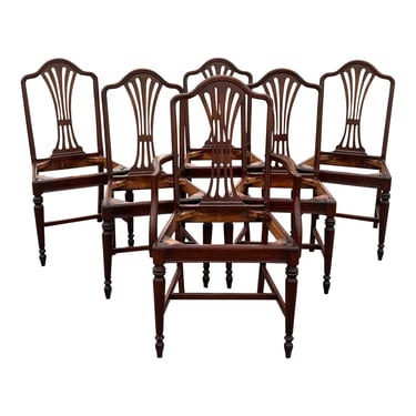 Vintage 1920’s Regency Style Reeded Leg Mahogany Dining Chairs 